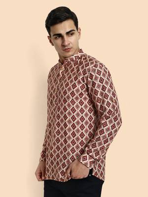 Vardha men's viscose printed short kurta - casual & comfortable everyday wear (multiple designs) 2