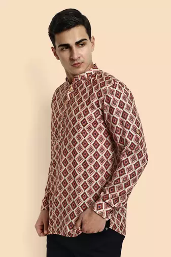 Vardha men's viscose printed short kurta - casual & comfortable everyday wear (multiple designs)