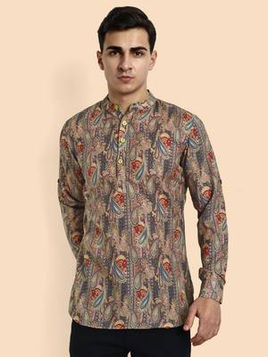 Vardha men's viscose printed short kurta - casual & comfortable everyday wear (multiple designs) 1