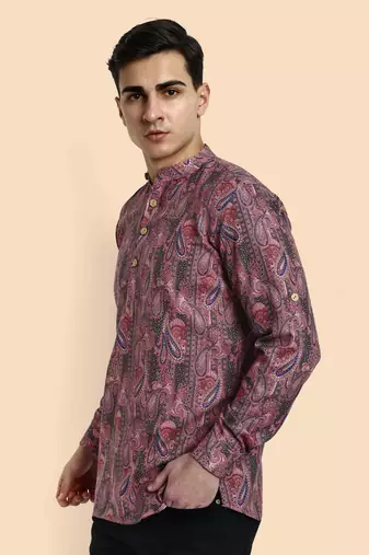 Vardha men's viscose printed short kurta - casual & comfortable everyday wear (multiple designs)