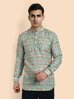 Vardha men's viscose printed short kurta - casual & comfortable everyday wear (multiple designs) 1
