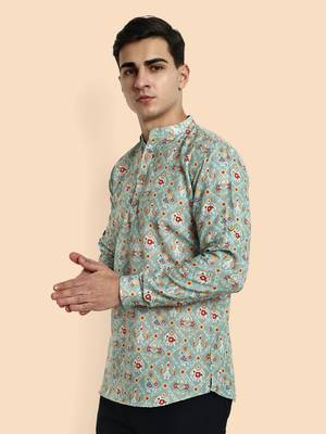 Vardha men's viscose printed short kurta - casual & comfortable everyday wear (multiple designs) 2