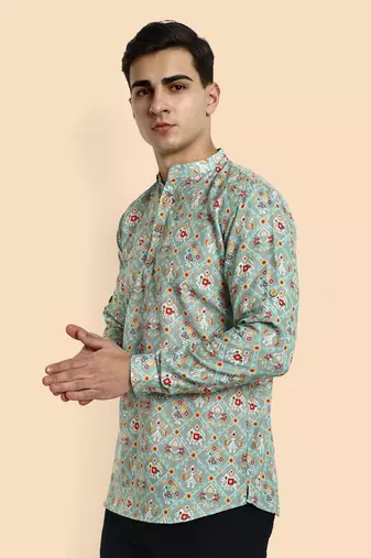 Vardha men's viscose printed short kurta - casual & comfortable everyday wear (multiple designs)