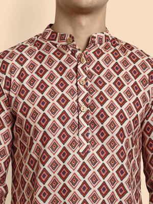 Vardha men's viscose printed short kurta - casual & comfortable everyday wear (multiple designs) 4