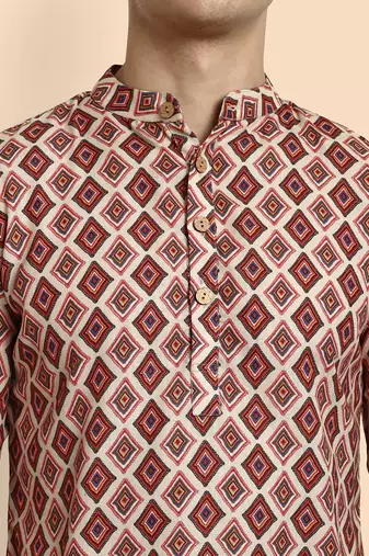 Vardha men's viscose printed short kurta - casual & comfortable everyday wear (multiple designs)