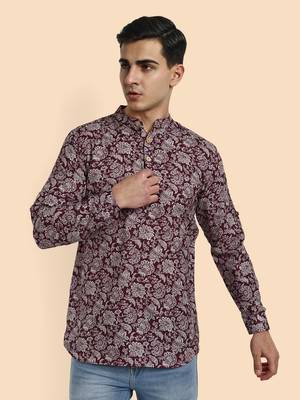 Vardha men's viscose printed short kurta - casual & comfortable everyday wear (multiple designs) 1