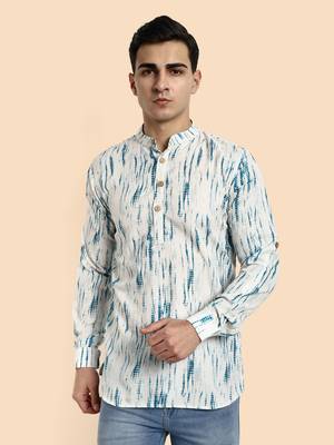 Vardha men's viscose printed short kurta - casual & comfortable everyday wear (multiple designs) 1