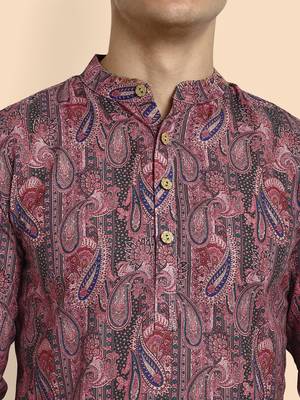 Vardha men's viscose printed short kurta - casual & comfortable everyday wear (multiple designs) 4