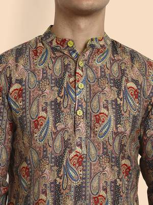 Vardha men's viscose printed short kurta - casual & comfortable everyday wear (multiple designs) 4
