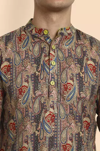 Vardha men's viscose printed short kurta - casual & comfortable everyday wear (multiple designs)