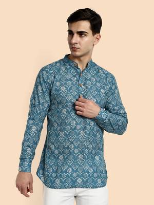 Vardha men's viscose printed short kurta - casual & comfortable everyday wear (multiple designs) 1