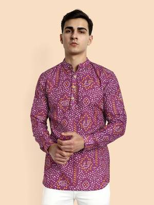 Vardha men's viscose printed short kurta - casual & comfortable everyday wear (multiple designs) 1