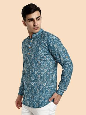 Vardha men's viscose printed short kurta - casual & comfortable everyday wear (multiple designs) 2
