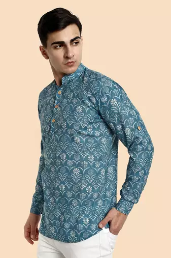 Vardha men's viscose printed short kurta - casual & comfortable everyday wear (multiple designs)