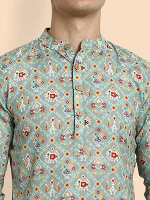 Vardha men's viscose printed short kurta - casual & comfortable everyday wear (multiple designs) 4