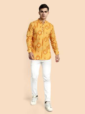 Vardha men's viscose printed short kurta - casual & comfortable everyday wear (multiple designs) 1
