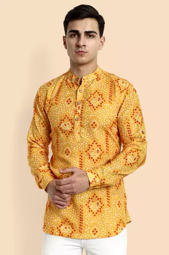 Vardha men's viscose printed short kurta - casual & comfortable everyday wear (multiple designs)