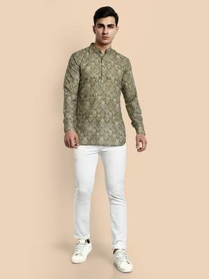 Vardha men's viscose printed short kurta - casual & comfortable everyday wear (multiple designs) 1