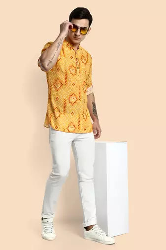 Vardha men's viscose printed short kurta - casual & comfortable everyday wear (multiple designs)