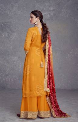 Mustard Yellow Silk Salwar Suit Set 3