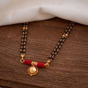 Classiques Black Beaded Gold Plated Mangalsutra Necklace 1