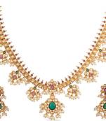 Indian bollywood bridal gold plated traditional kundan ad cz stones earrings necklace jewellery set