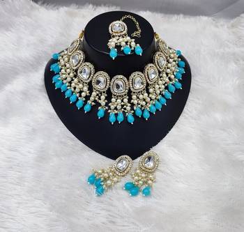Indian bollywood bridal gold plated traditional kundan ad cz stones earrings necklace jewellery set 1