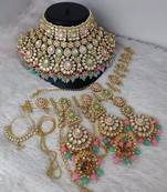 Indian traditional half bridal choker for weddings with sheeshphul and nose nath