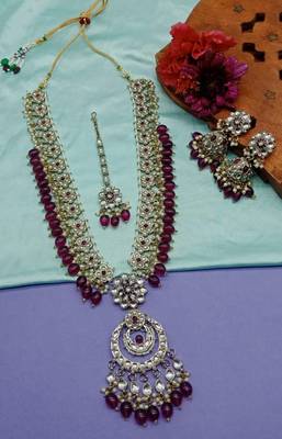 Indian bollywood bridal gold plated traditional kundan ad cz stones earrings necklace jewellery set 1