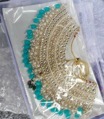 Latest stylish kundan choker wedding party traditional bridal necklace jewellery set for women 2