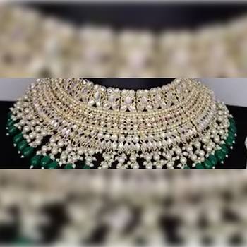 Indian traditional gold plated kundan faux pearl necklace earrings wedding bridal jewellery set for women girls 2