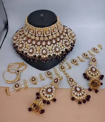 Traditional gold plated kundan ethnic bridal jewellery set for women 1