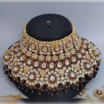 Traditional gold plated kundan ethnic bridal jewellery set for women 2