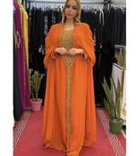 Orange Kaftan Georgette Embroidered Stone work Stitched Dress Party Wear Wedding Dresses