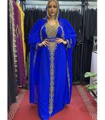 Royal Blue Kaftan Georgette Embroidered Stone work Stitched Dress Party Wear Wedding Dresses
