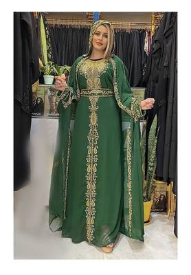Green Kaftan Georgette Embroidered Stone work Stitched Dress Party Wear Wedding Dresses 1