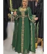 Green Kaftan Georgette Embroidered Stone work Stitched Dress Party Wear Wedding Dresses