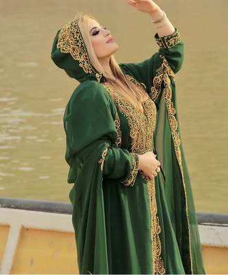 Green Kaftan Georgette Embroidered Stone work Stitched Dress Party Wear Wedding Dresses 2