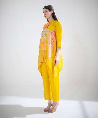 Yellow short kaftan tail set 2