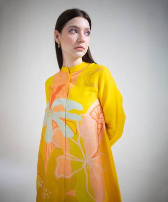Yellow short kaftan tail set 3