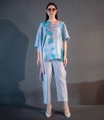 Blue & orange one side kaftan sleeve set