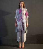 Grey & purple asymmetric kurta set