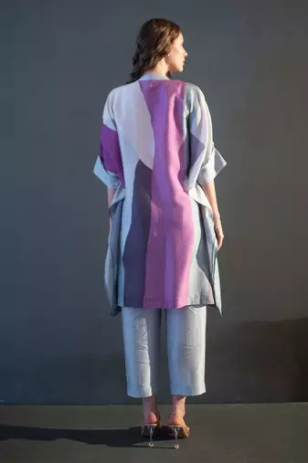 Grey & purple asymmetric kurta set