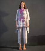 Grey & purple short kaftan tail set