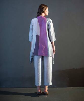 Grey & purple short kaftan tail set 3