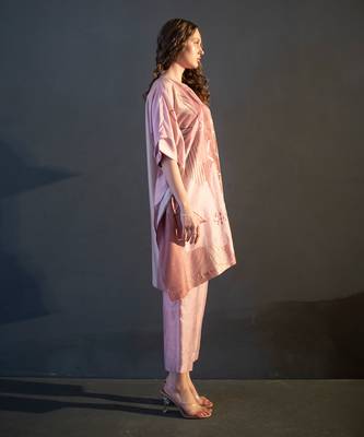 Mauve pink asymmetric kurta set 2