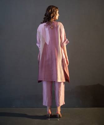 Mauve pink asymmetric kurta set 3