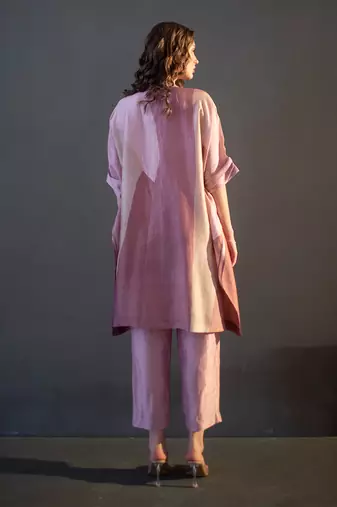 Mauve pink asymmetric kurta set