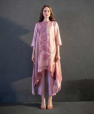 Mauve pink long kaftan tail set 1
