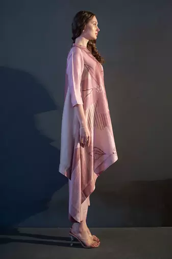Mauve pink long kaftan tail set